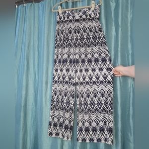 Printed Blue and White Palazzo Pants